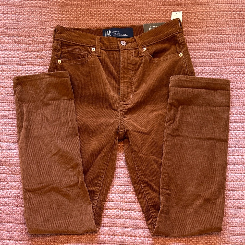 GAP Women's Corduroy Ankle Pants in Rust Brown